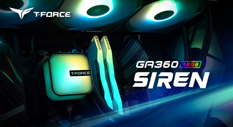 The T-FORCE SIREN GA360 ARGB All-in-One Liquid Cooler has been launched by Team Group and ASETEK.